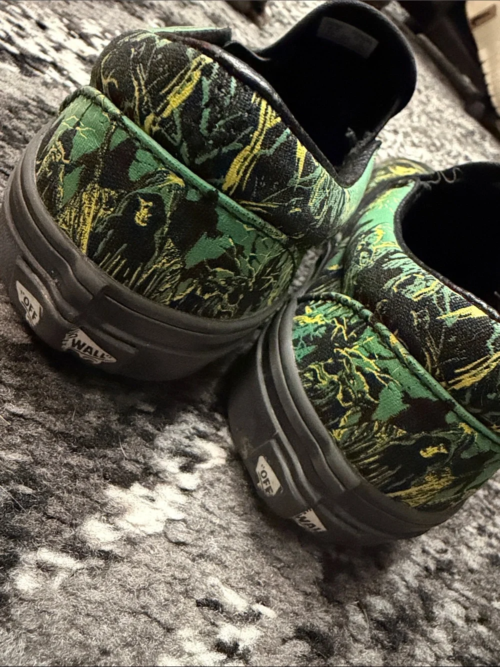 Vans Green and Yellow Graphic Slip-On Loafers